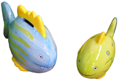 PACK 2 HUCHA CERAMICA PEZ MULT.17CM