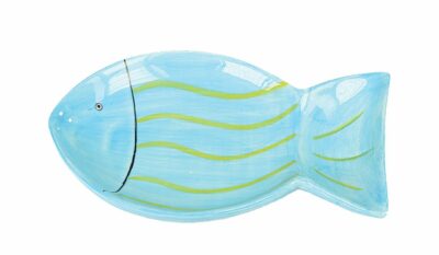 PACK 3 PLATO CERAMICA PEZ AZUL 20CM