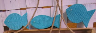 PACK 6 CAJA PEZ PAPEL/TELA AZUL 11*4CM