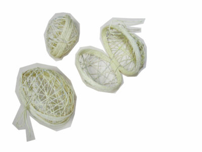 SET 3 HUEVOS DE ALAMBRE BLANCO 10/13/16CM MIN 2 SET