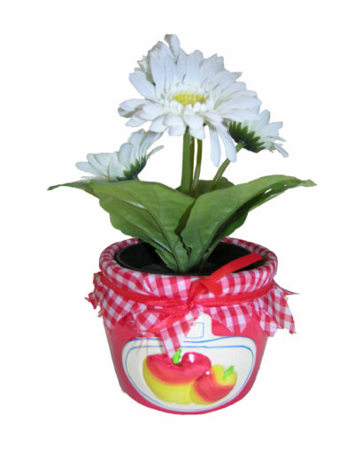 SET 3 TARROS CERAM/TELA MANZANAS 11*9CM