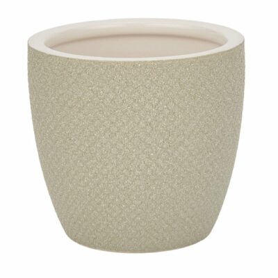 MACETERO CERAMICA VERDE SAGE CENEFA RELIEVE D14 H13 MIN 6 PZ