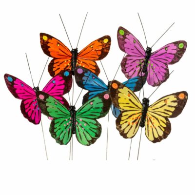 PICK S/12 MARIPOSAS COLORES BRILLANTES Y BORDE OSCURO 6 COLORES MIXTOS D7.5