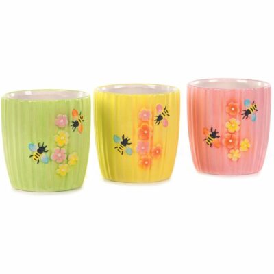 MACETERO CERÁMICA 3 COL. C/ABEJAS D.13,5H14 MIN 3 UD