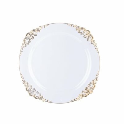 PLATO TRANSP. C/DETALLES DORADOS D.26