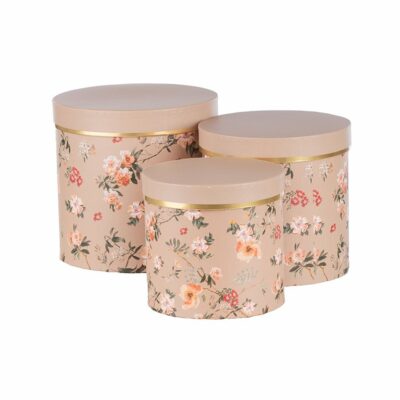 CAJAS RED. S/3 C/DIS. FLORAL ALT. TAUPE S 15.5 H15 B 19.5 H19