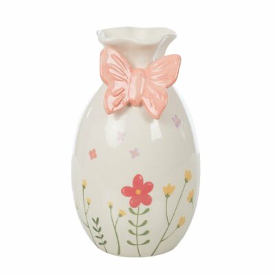 BOTELLA RED. C/FLORES MARIPOSA ROSAS, D. 14,5, ALT. 25, CERAM.