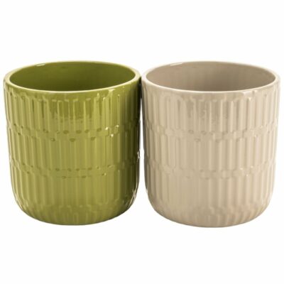 JARRÓN ORQUÍDEAS 2 COLORES MIX C/GRECHINA D13 H13.5 CERÁMICA MIN 2 PZ