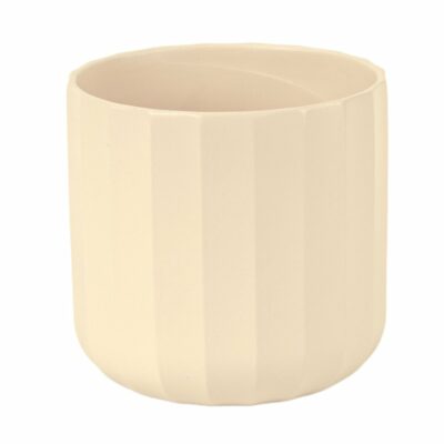 JARRÓN RAYAS D18.5 H18 COLOR CREMA MIN 6 PZ