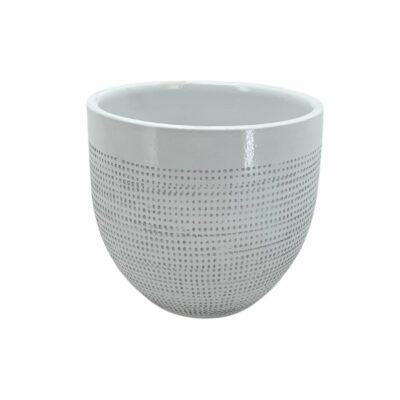 JARRÓN RED. 24 CM D. Y 22 CM ALTO, BLANCO BRILLANTE MIN 2 PZ