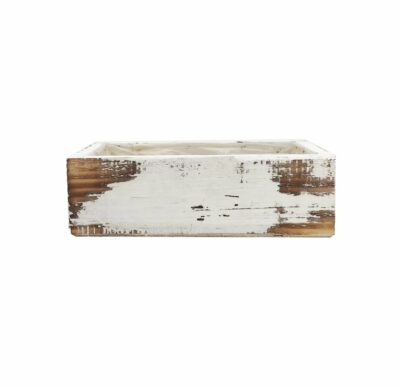 CAJÓN RECTANG. BLANCO/MADERA QUEMADA 30X14H11