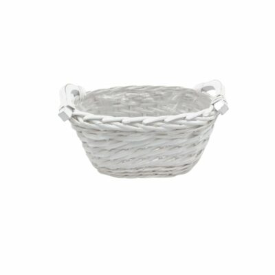 CESTA OVALADA MIMBRE BLANCA 2/ASAS 27/X15H11