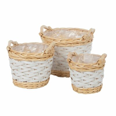 CESTA RED. S/3 MIMBRE BLANCO NAT. TEJIDO D17 H16/18-B D26 H21/23