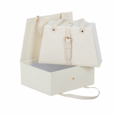 BOLSO S/2 ENCAJE CREMA S 25X8 H17-B 28X10 H18.5 PAPEL/ECOPIEL