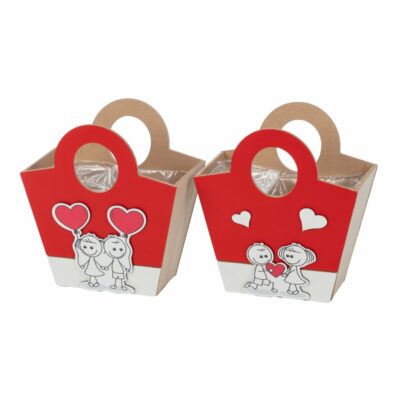 BOLSA CORAZ. NIÑOS, DIS. MIX ROJO Y BLANCO, 14,5X11, 16 ALT., MADERA