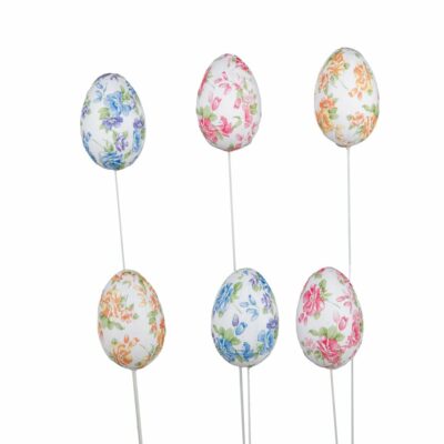 PICK HUEVO S/6 FLORES HOJAS 3MIX COL H6/41